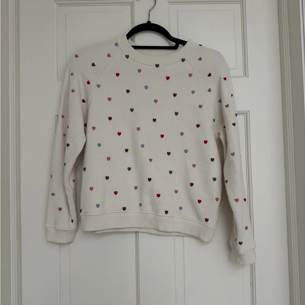 Sezane Cream Sweater with embroidered hearts - Picture 1 of 3
